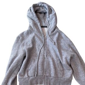 Brandy Melville Cropped Grey Zip-up Jacket